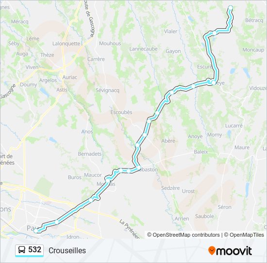 Plan de la ligne 532 de bus