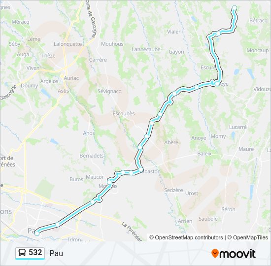 Plan de la ligne 532 de bus