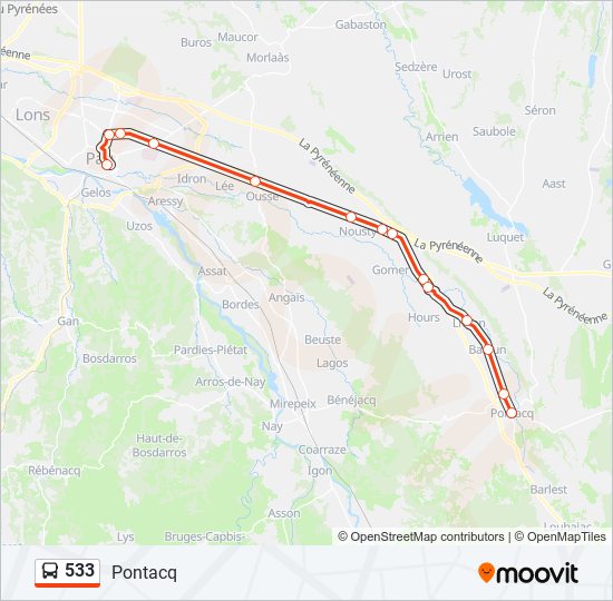 Mapa de 533 de autobús