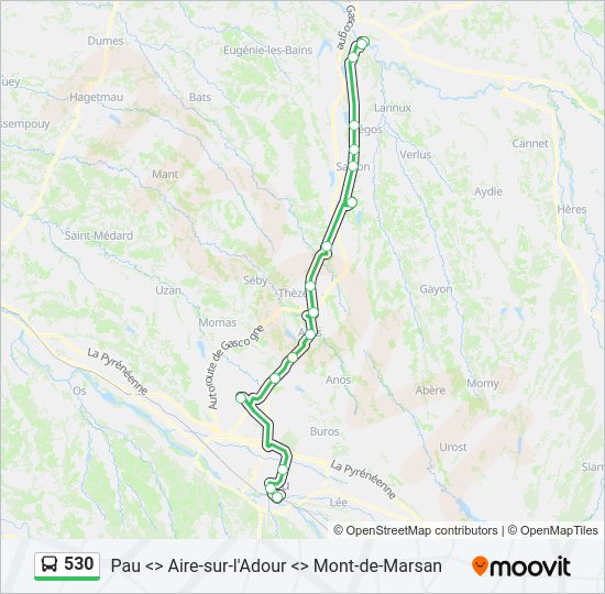 Plan de la ligne 530 de bus