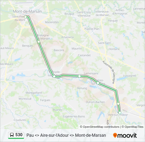 Plan de la ligne 530 de bus
