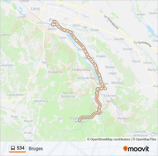 Plan de la ligne 534 de bus