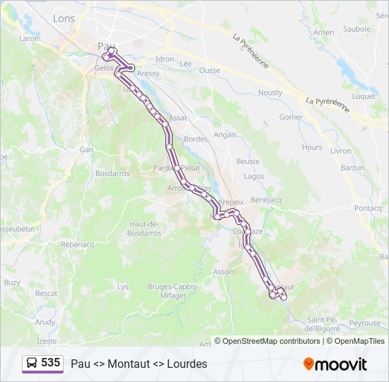 Plan de la ligne 535 de bus