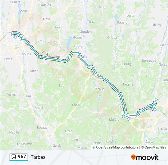 Plan de la ligne 967 de bus