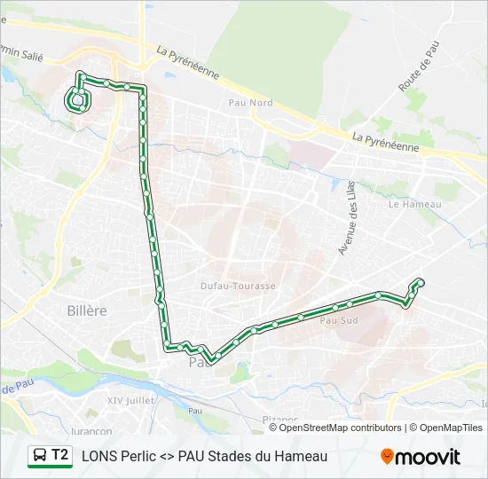 T2 Bus Line Map