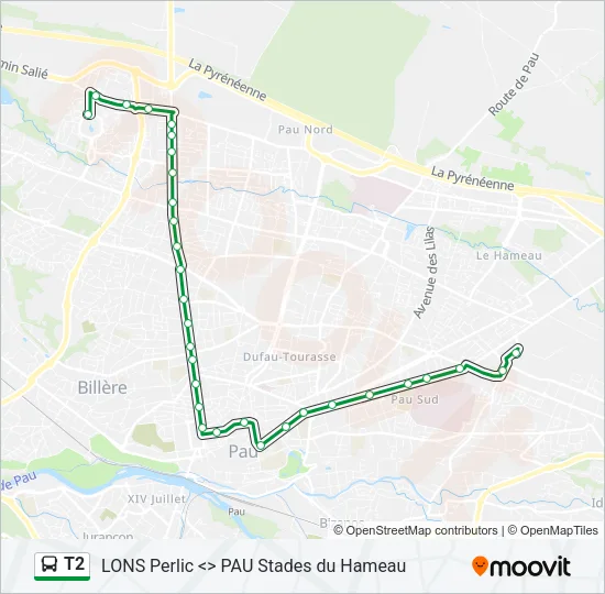T2 Bus Line Map