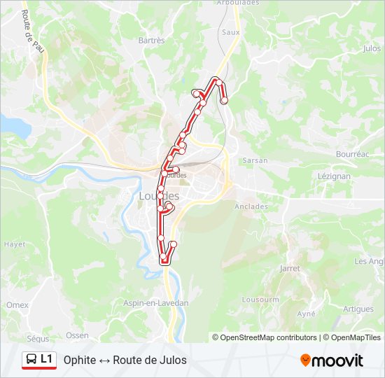 Plan de la ligne L1 de bus