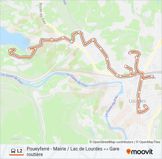 Plan de la ligne L2 de bus