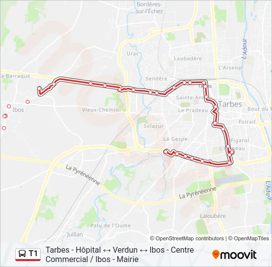 T1 Bus Line Map