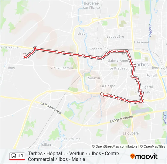 T1 Bus Line Map