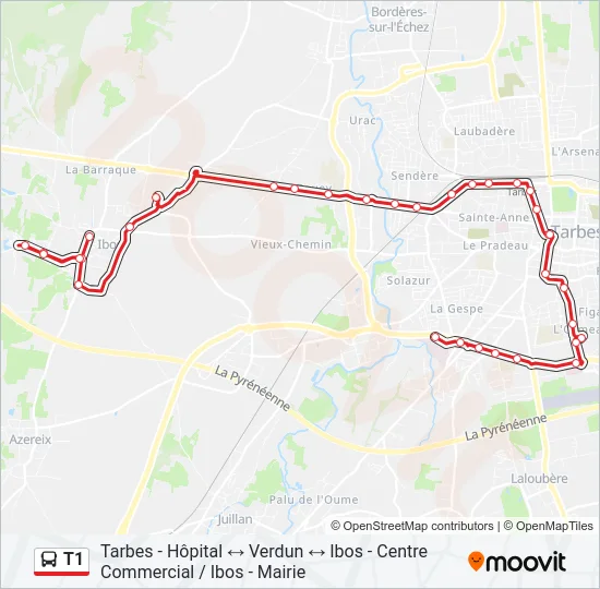 T1 Bus Line Map