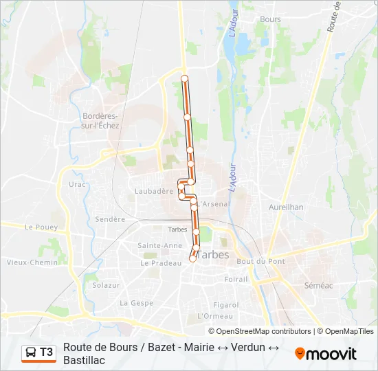 T3 Bus Line Map
