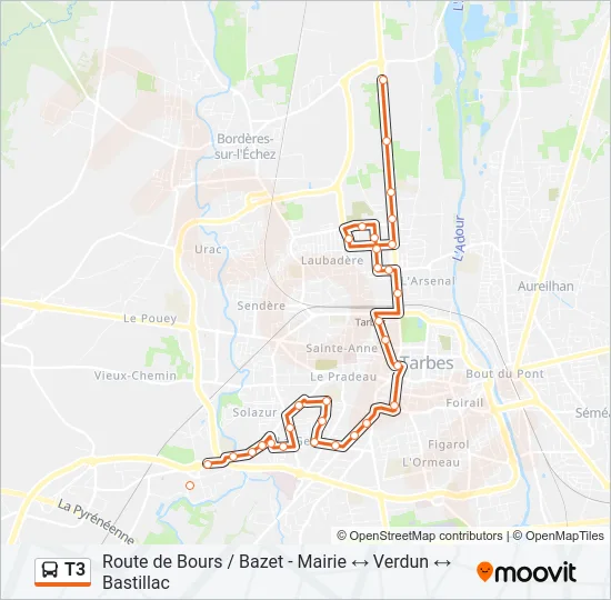 T3 Bus Line Map