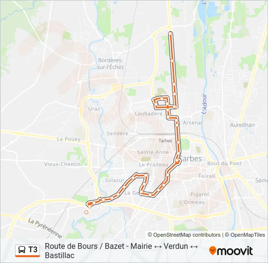 T3 Bus Line Map