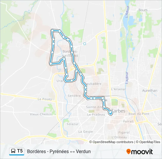 T5 Bus Line Map