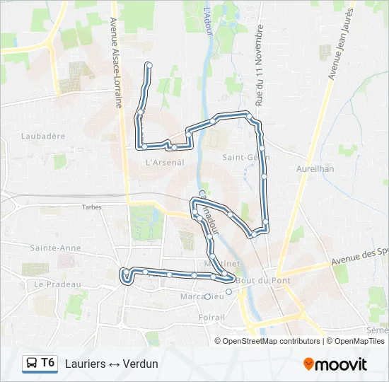 T6 Bus Line Map
