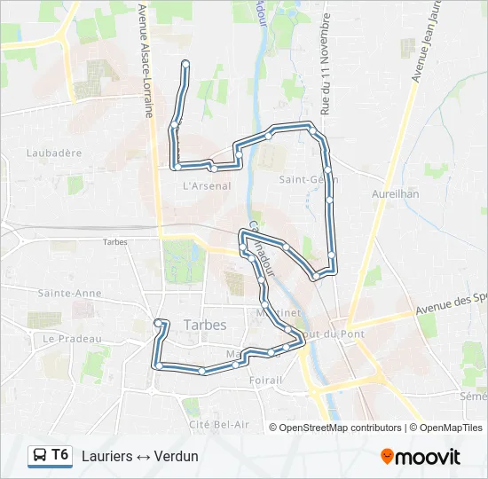 T6 Bus Line Map