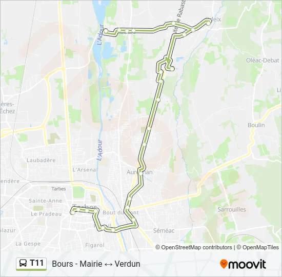 T11 Bus Line Map