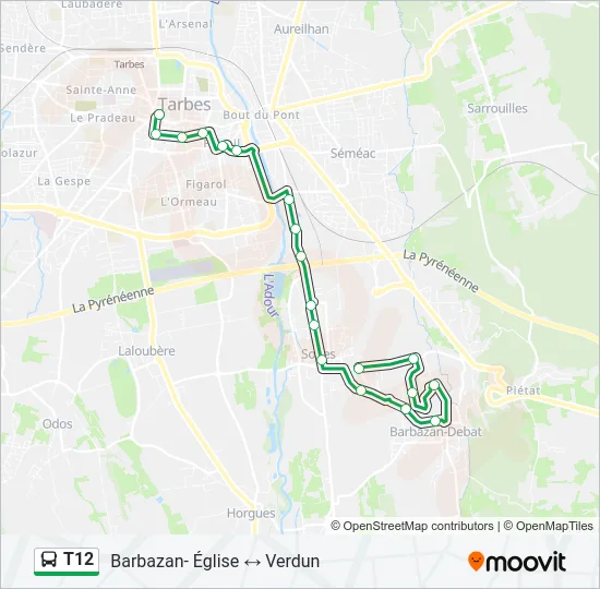 T12 Bus Line Map