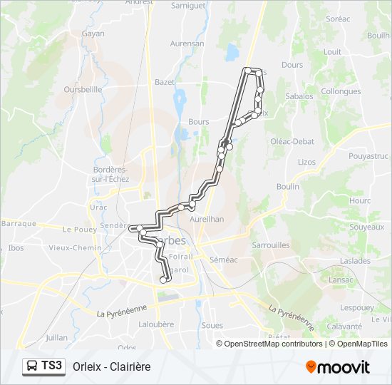 Plan de la ligne TS3 de bus