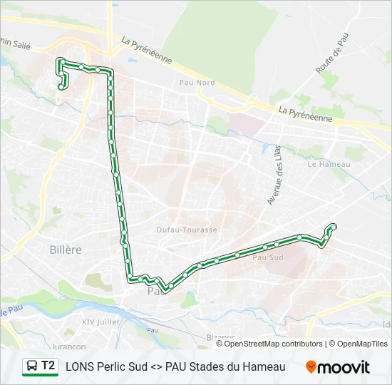 T2 Bus Line Map