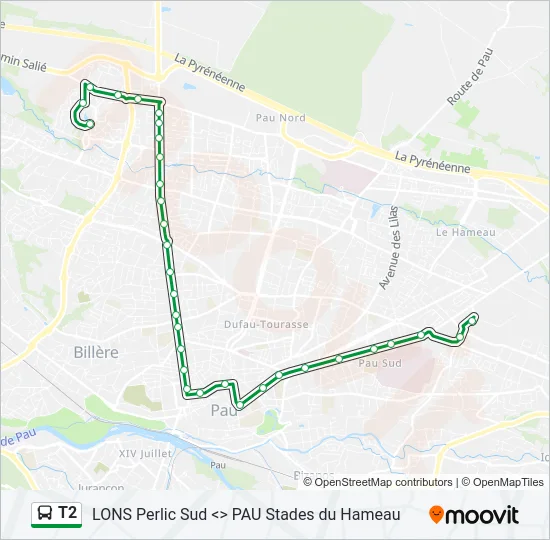 T2 Bus Line Map