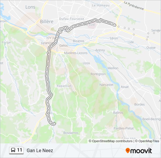 Plan de la ligne 11 de bus