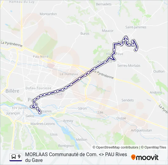 9 Bus Line Map