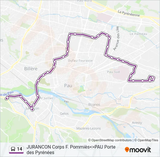 14 Bus Line Map