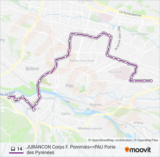 14 Bus Line Map