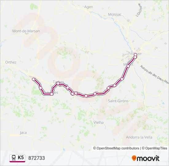 K5 Train Line Map