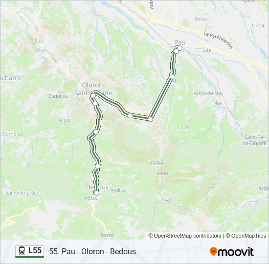 Mapa de L55 de tren