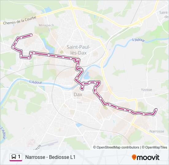 Plan de la ligne 1 de bus