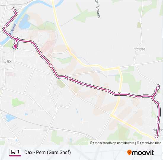 Plan de la ligne 1 de bus