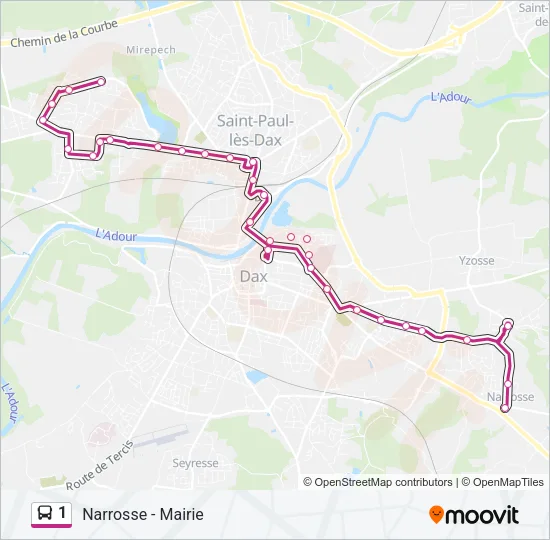 1 Bus Line Map
