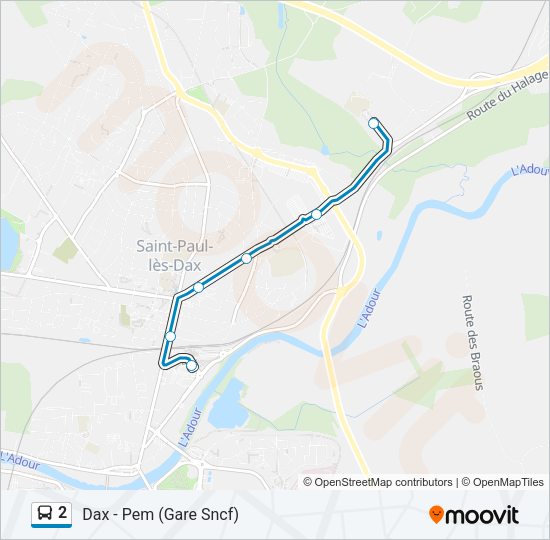 Plan de la ligne 2 de bus