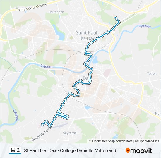 Plan de la ligne 2 de bus