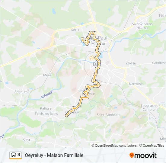 Plan de la ligne 3 de bus