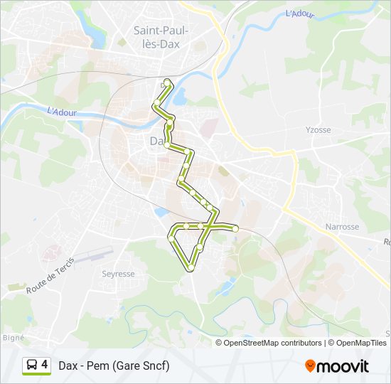 Plan de la ligne 4 de bus