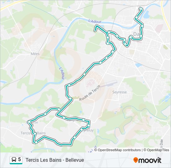 Plan de la ligne 5 de bus