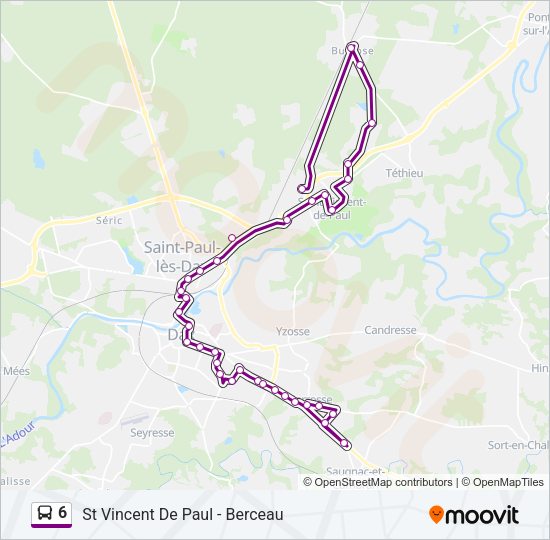 Plan de la ligne 6 de bus