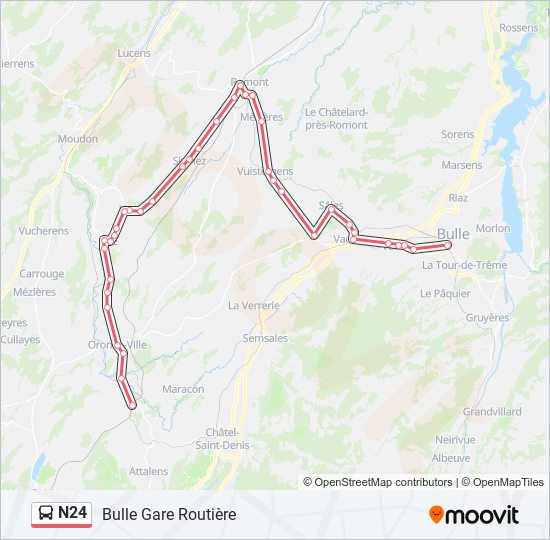 Kosten Verfijnen Raad n24 Route: Schedules, Stops & Maps - Bulle Gare Routière (Updated)