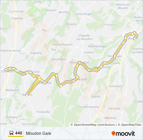 Bus 440 Route Map 440 Route: Schedules, Stops & Maps - Moudon Gare (Updated)