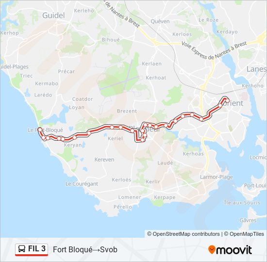 Plan de la ligne FIL 3 de bus