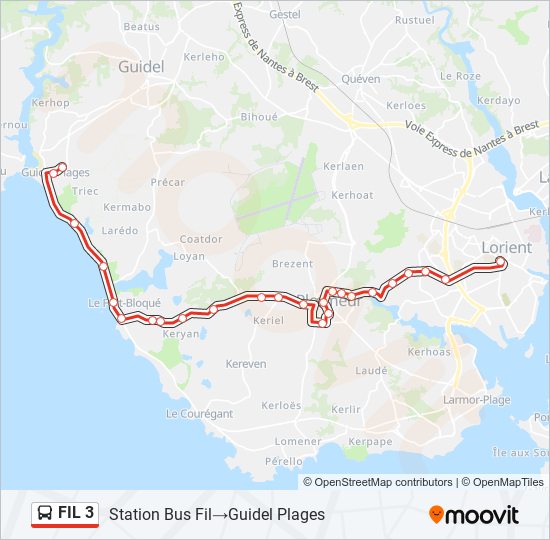 Plan de la ligne FIL 3 de bus