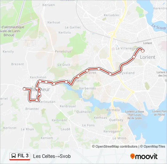 Plan de la ligne FIL 3 de bus