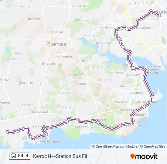 Plan de la ligne FIL 4 de bus