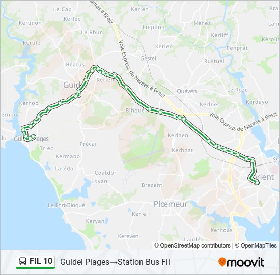 Mapa de FIL 10 de autobús