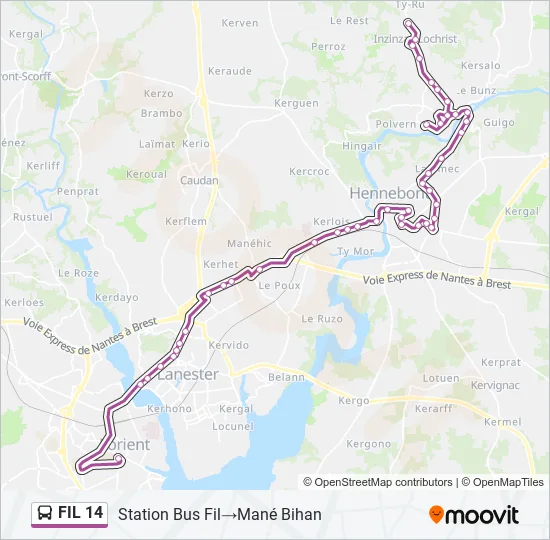 FIL 14 Bus Line Map