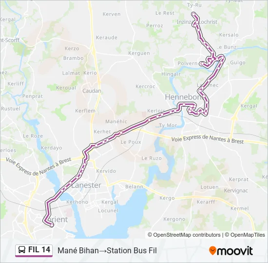 FIL 14 Bus Line Map